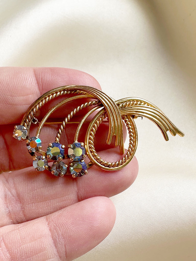 Gouden strass broche