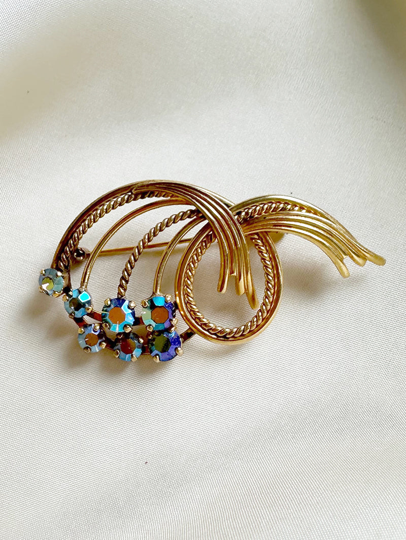 Gouden strass broche