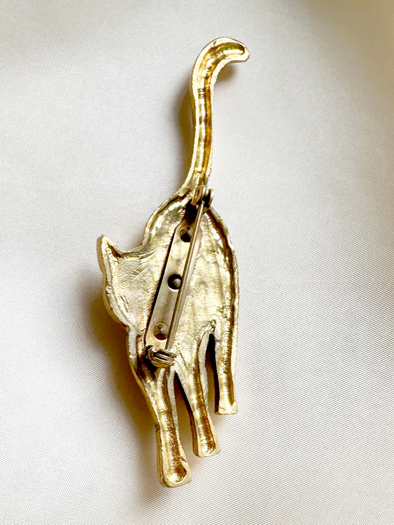 Vergulde poes broche