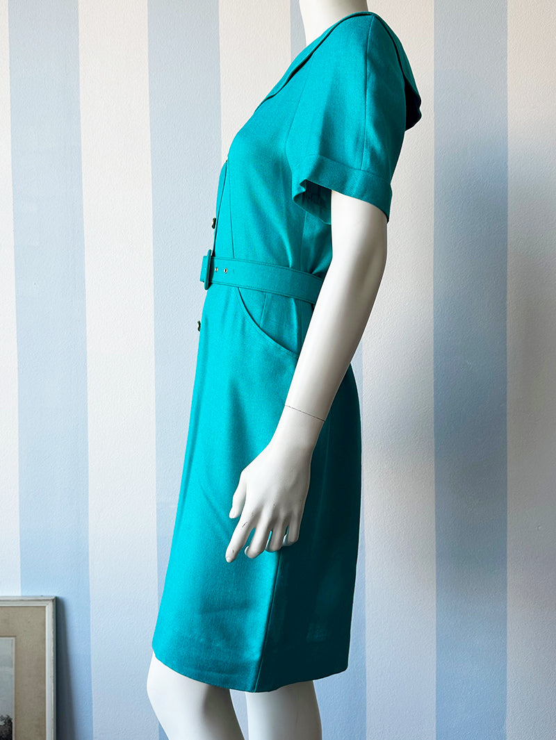 Turquoise doorknoopjurk