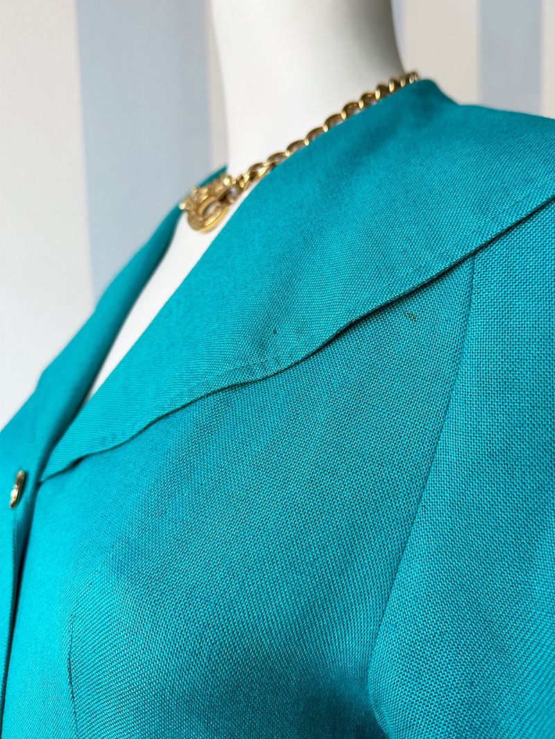 Turquoise doorknoopjurk
