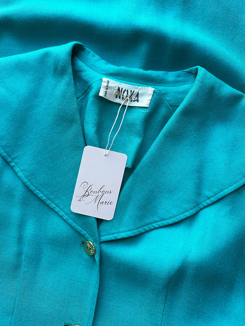 Turquoise doorknoopjurk