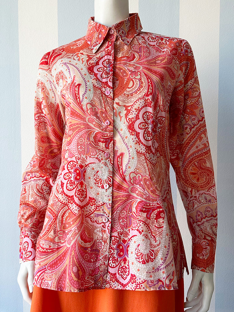 Rood/roze paisley blouse