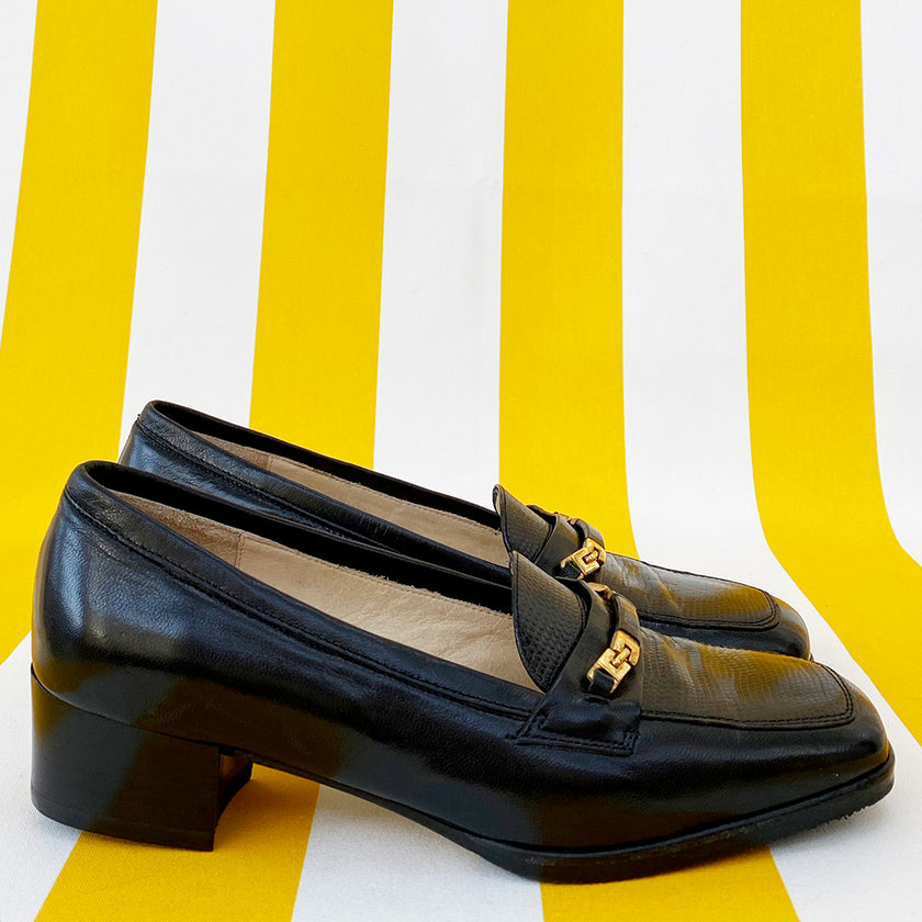 Zwarte leren pumps | 35