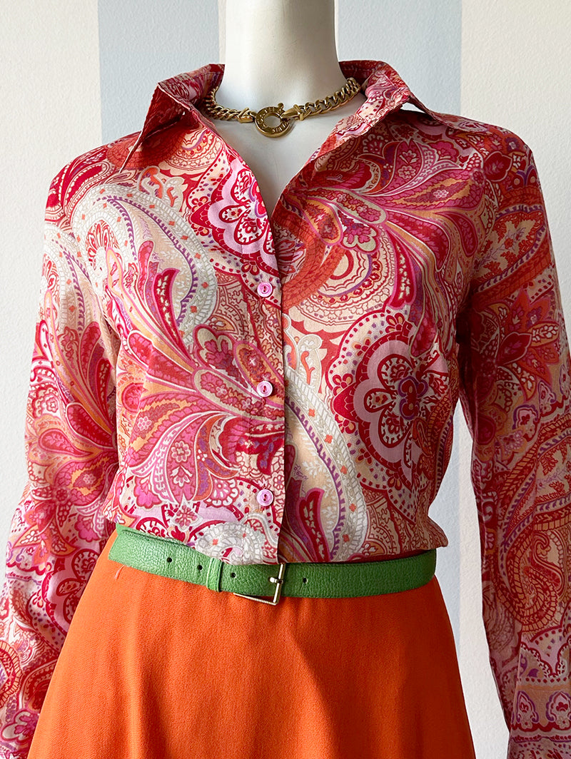 Rood/roze paisley blouse