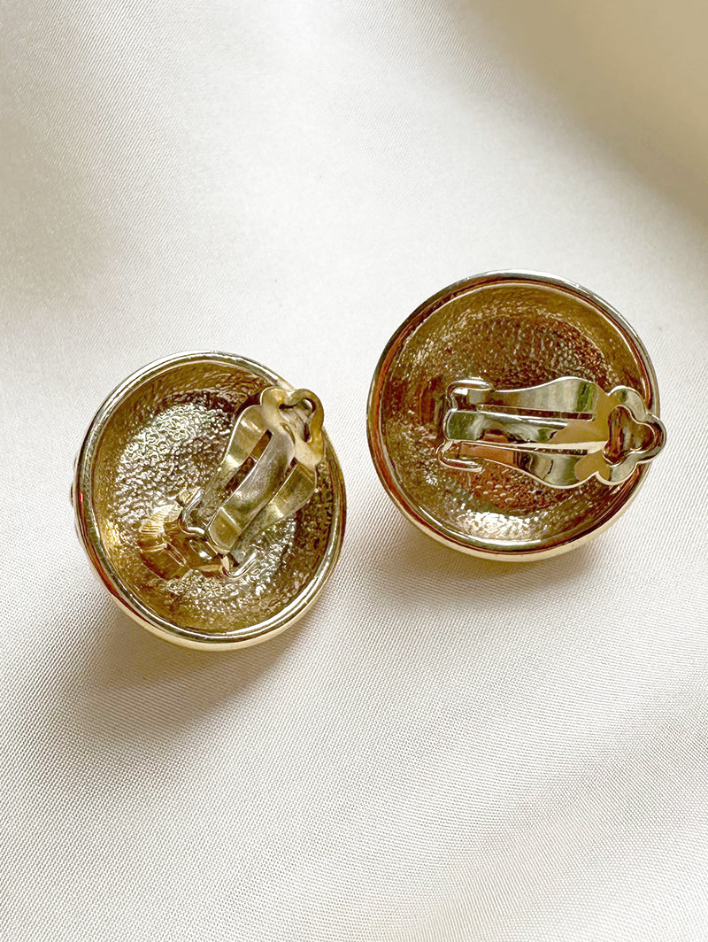 Ronde faux parel clip oorbellen