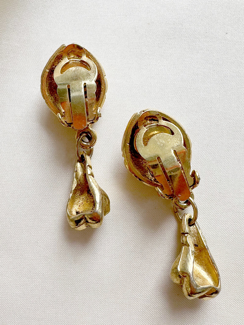 Vergulde designer clip oorbellen