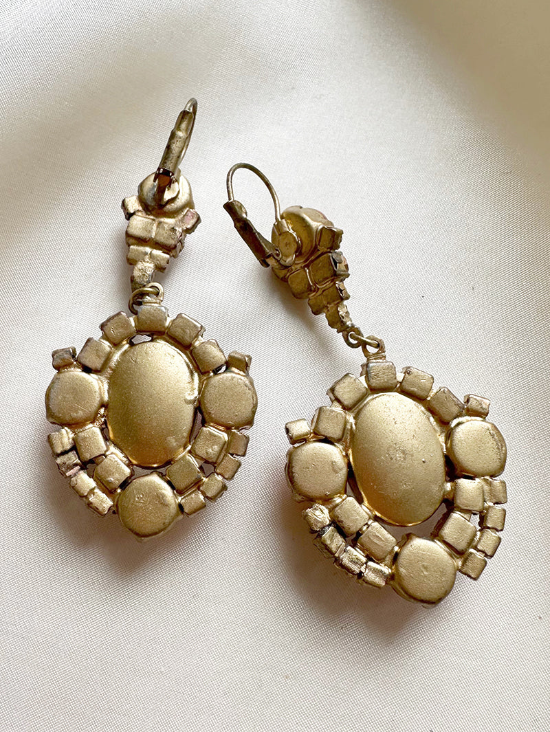 Lila & roze kristalglazen oorhangers