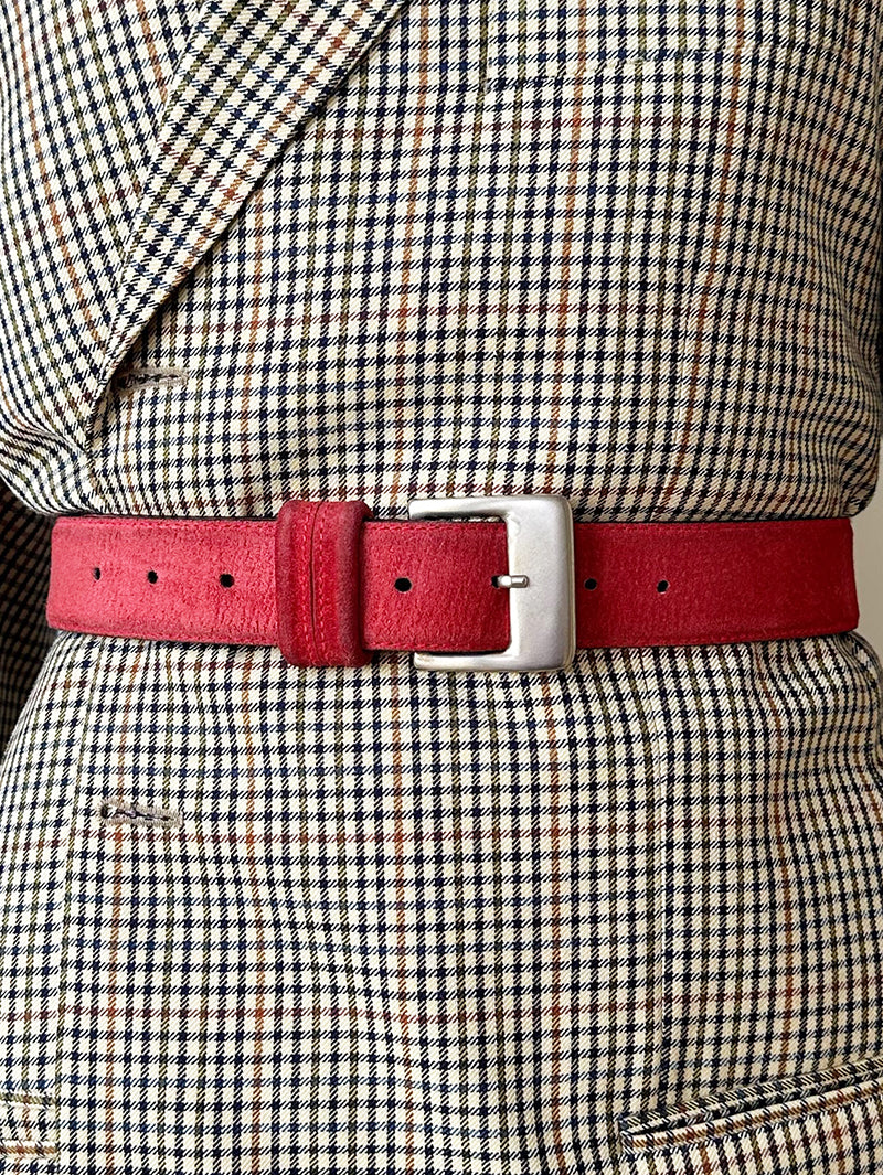 Rode suede designer ceintuur