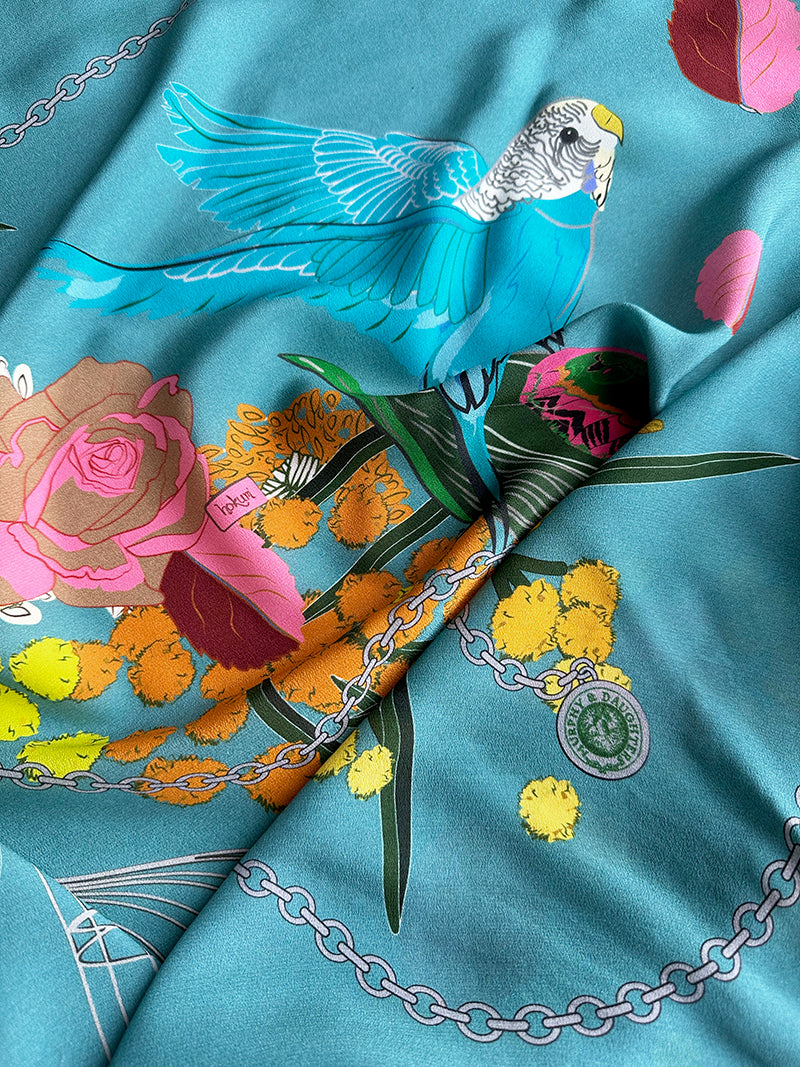 Zijden sjaal met parkieten