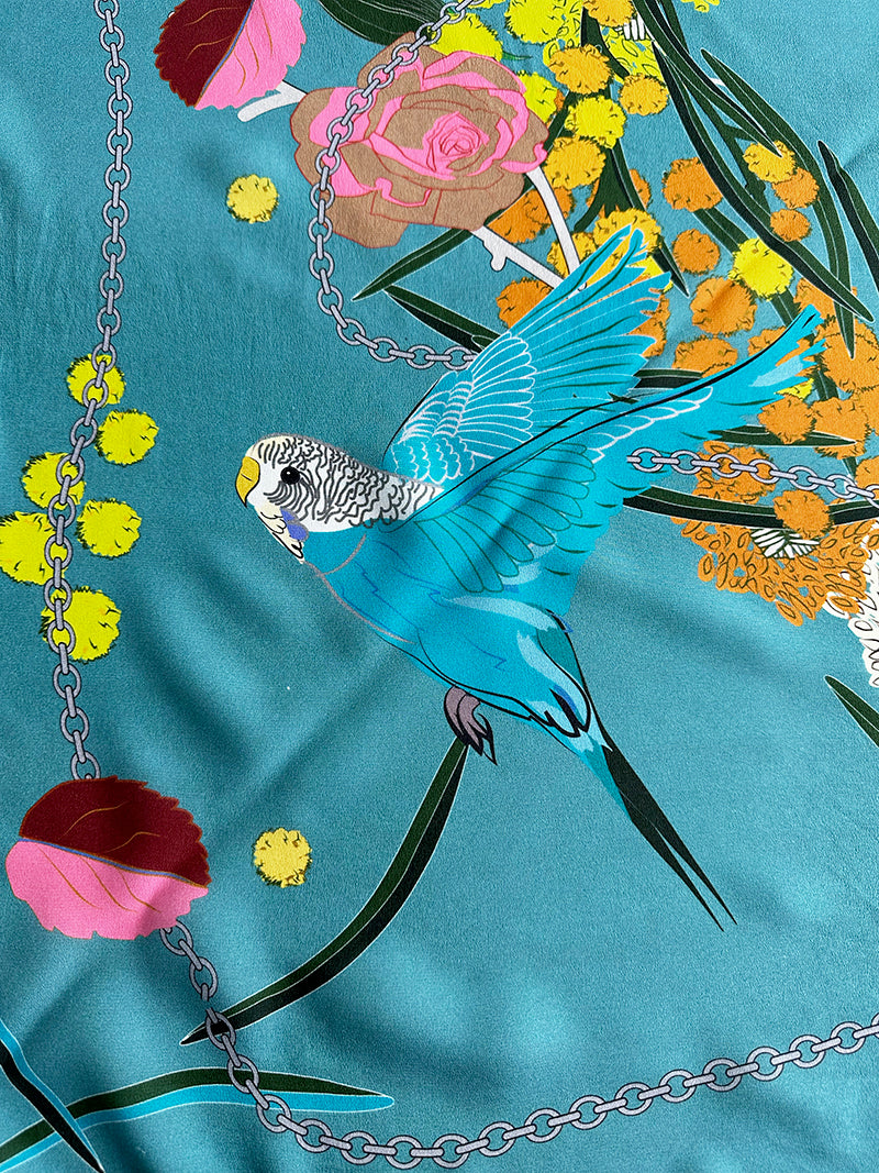 Zijden sjaal met parkieten