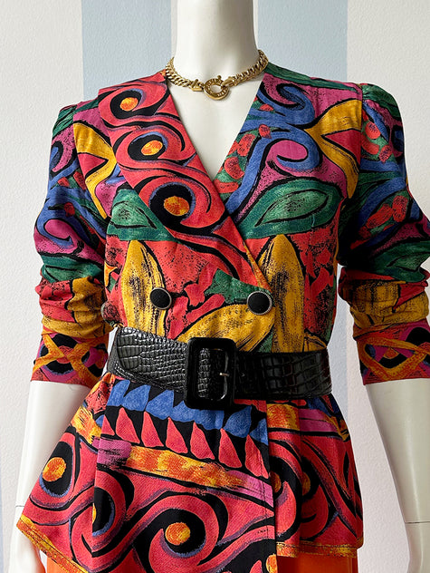 Double-breasted peplum overslagblouse