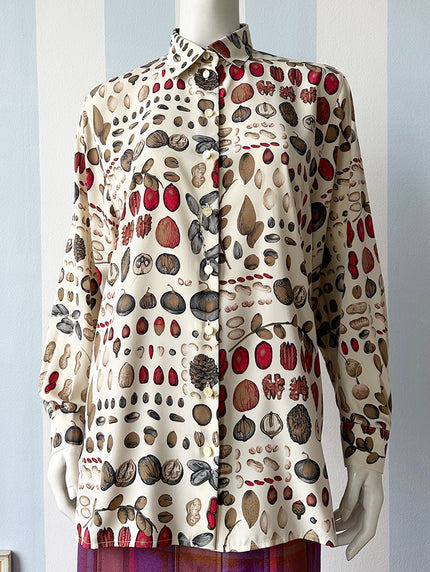 Blouse met dessin met een verzameling noten