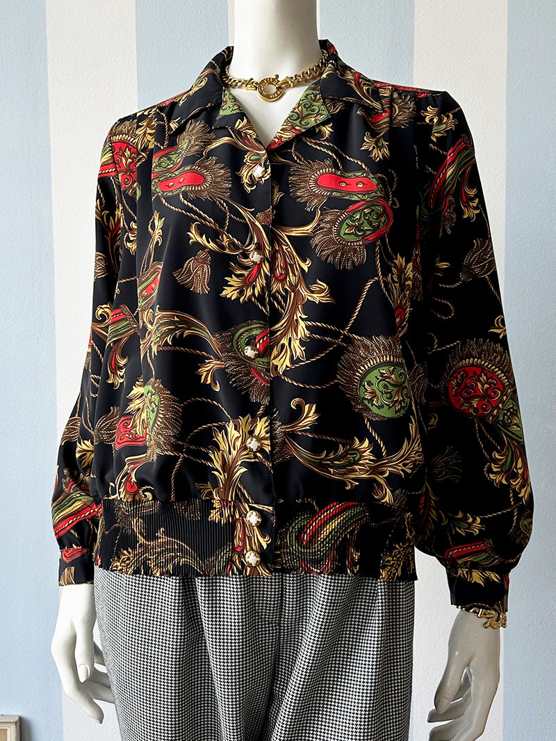 Zwarte blouse met barok dessin