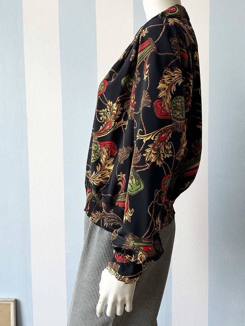 Zwarte blouse met barok dessin