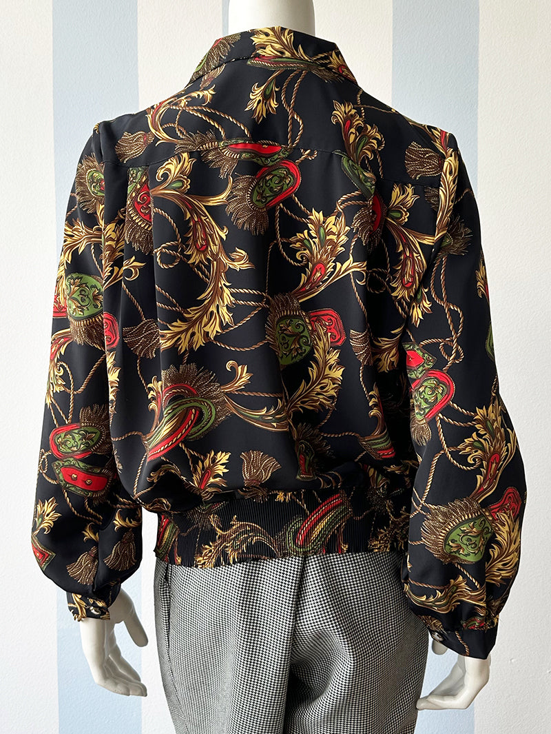 Zwarte blouse met barok dessin