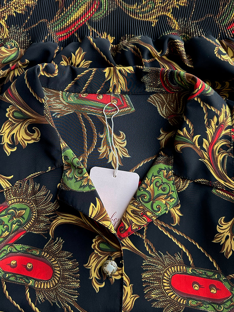 Zwarte blouse met barok dessin