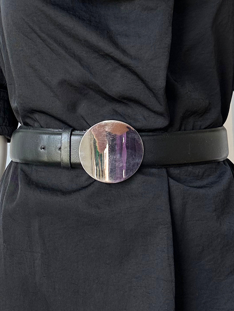 Leren ceintuur met ronde gesp