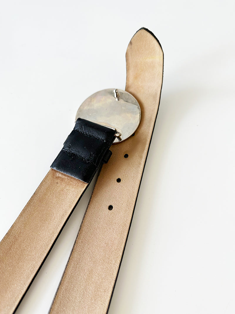 Leren ceintuur met ronde gesp