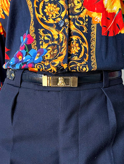 Donkerblauwe leren designer riem