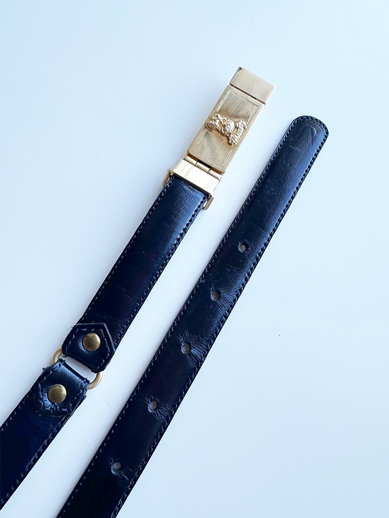 Donkerblauwe leren designer riem