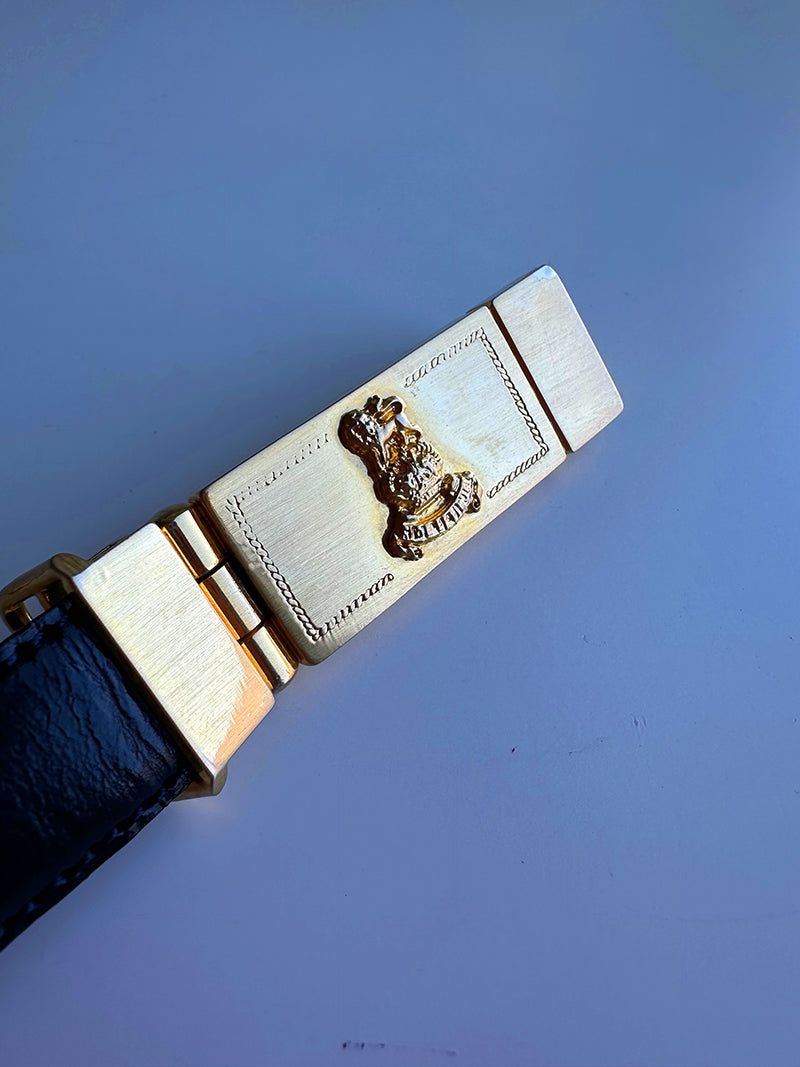 Donkerblauwe leren designer riem