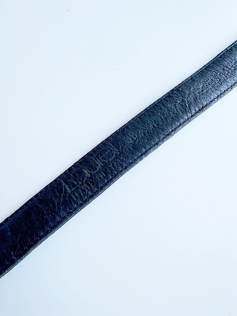 Donkerblauwe leren designer riem