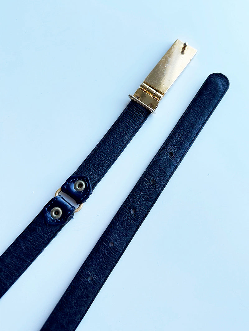 Donkerblauwe leren designer riem