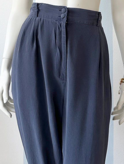 Blauwe zijden broek
