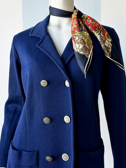 Donkerblauw double-breasted vest