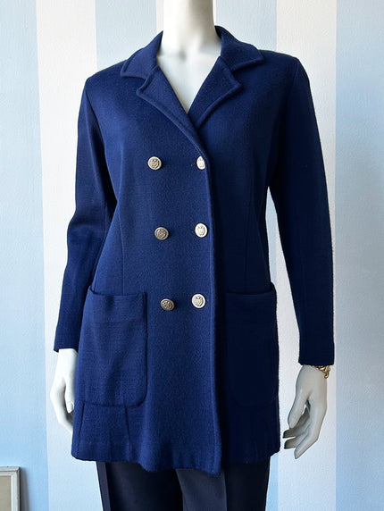 Donkerblauw double-breasted vest