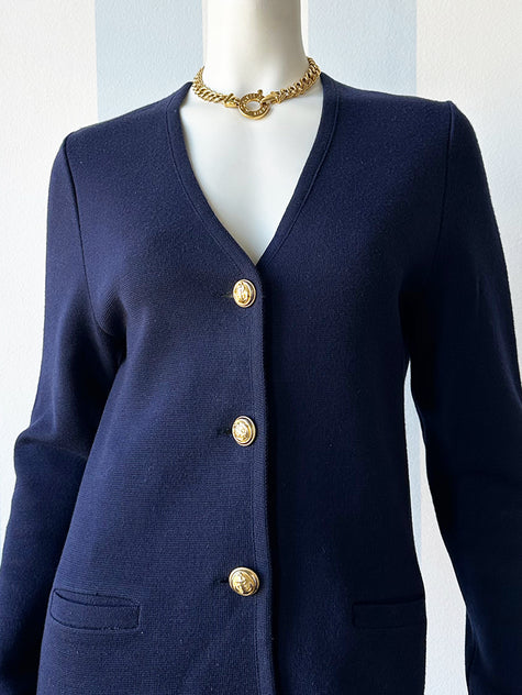 Donkerblauw wollen vest