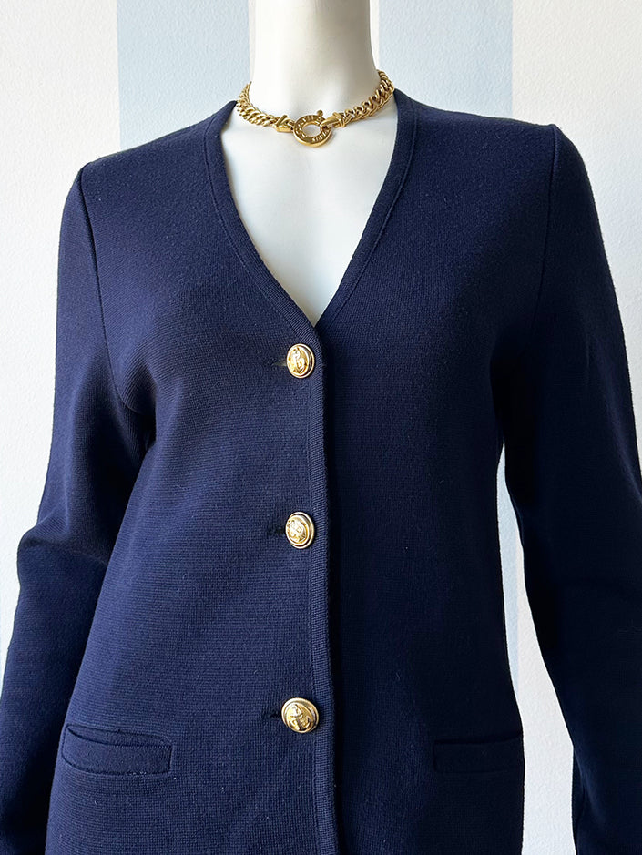 Donkerblauw wollen vest