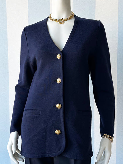 Donkerblauw wollen vest