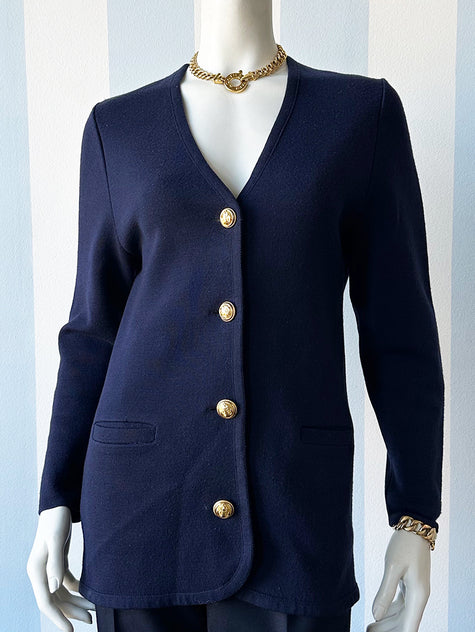 Donkerblauw wollen vest