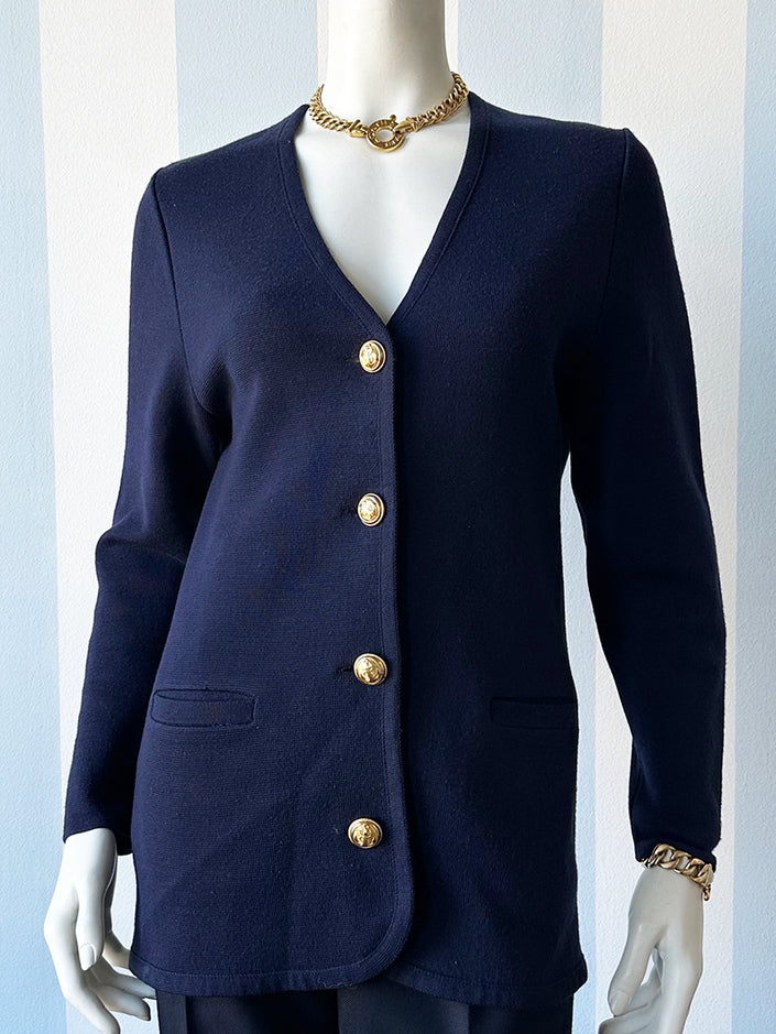 Donkerblauw wollen vest