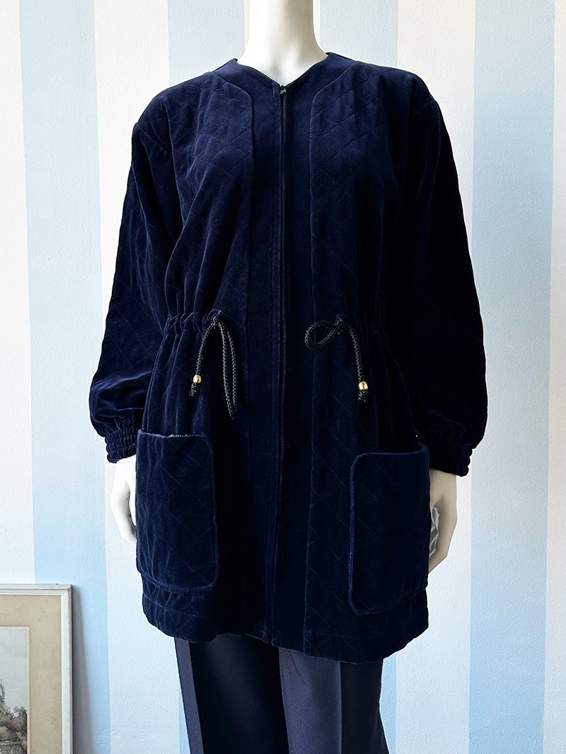 Donkerblauwe velours jas