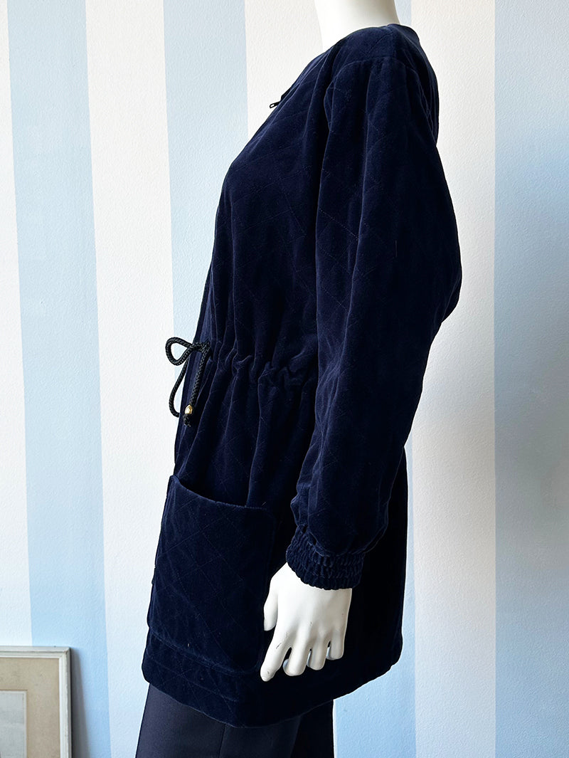 Donkerblauwe velours jas