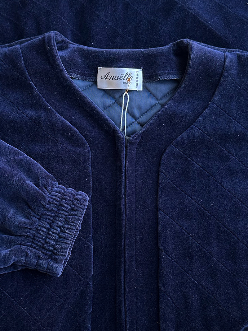 Donkerblauwe velours jas