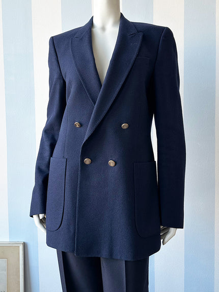 Donkerblauw double-breasted colbert