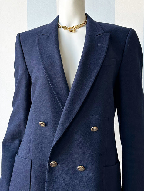 Donkerblauw double-breasted colbert