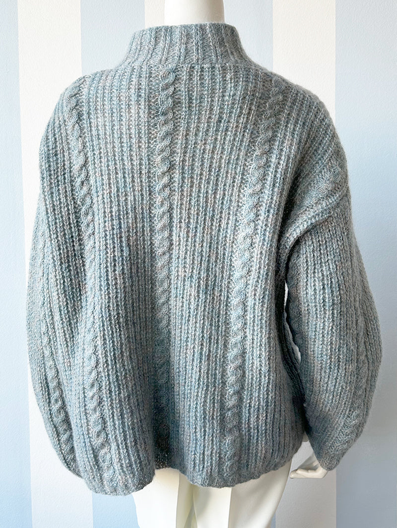 Grijs/ijsblauw wollen vest