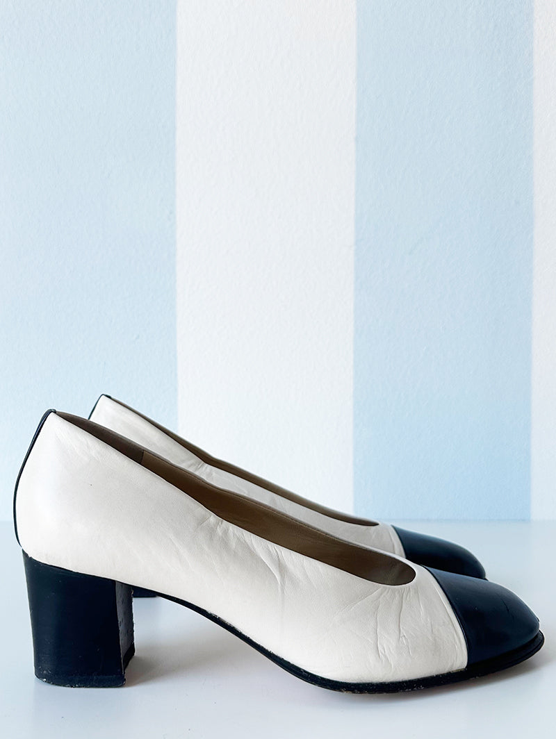 Leren Chanel-stijl pumps