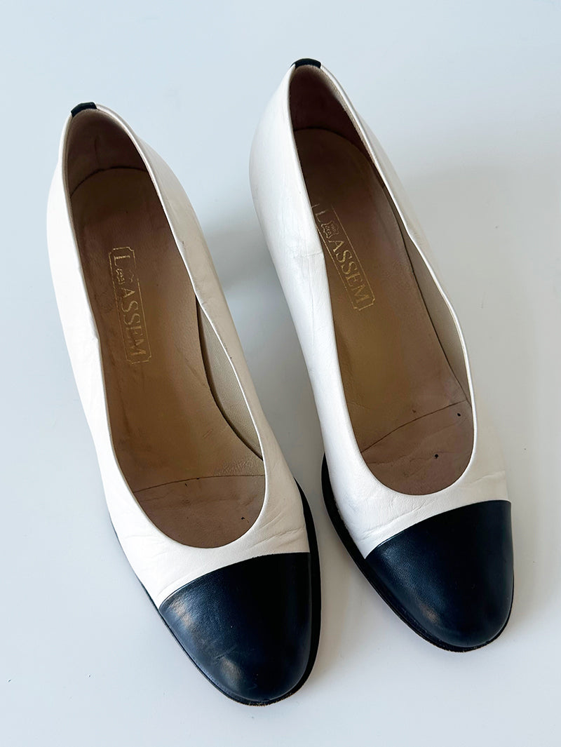 Leren Chanel-stijl pumps