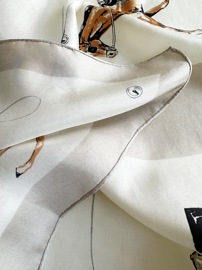 Zijden sjaal met paarden en koetsen-print