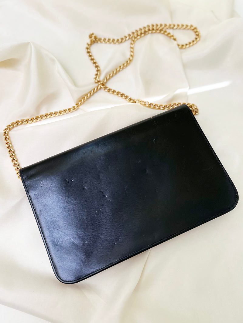 Zwarte leren designer schoudertas