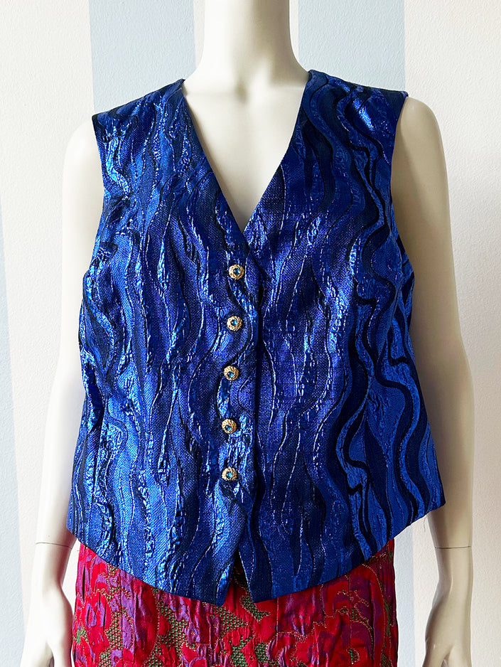 Blauw lurex gilet