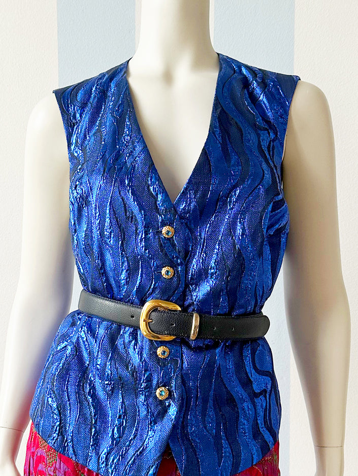 Blauw lurex gilet