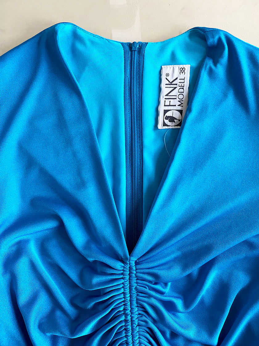 Aquablauwe tricot maxijurk