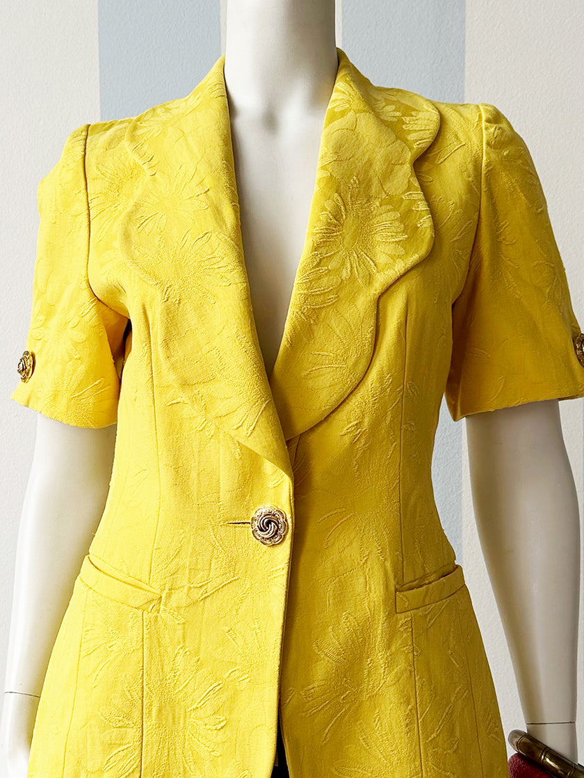 Knalgeel jacquard jasje